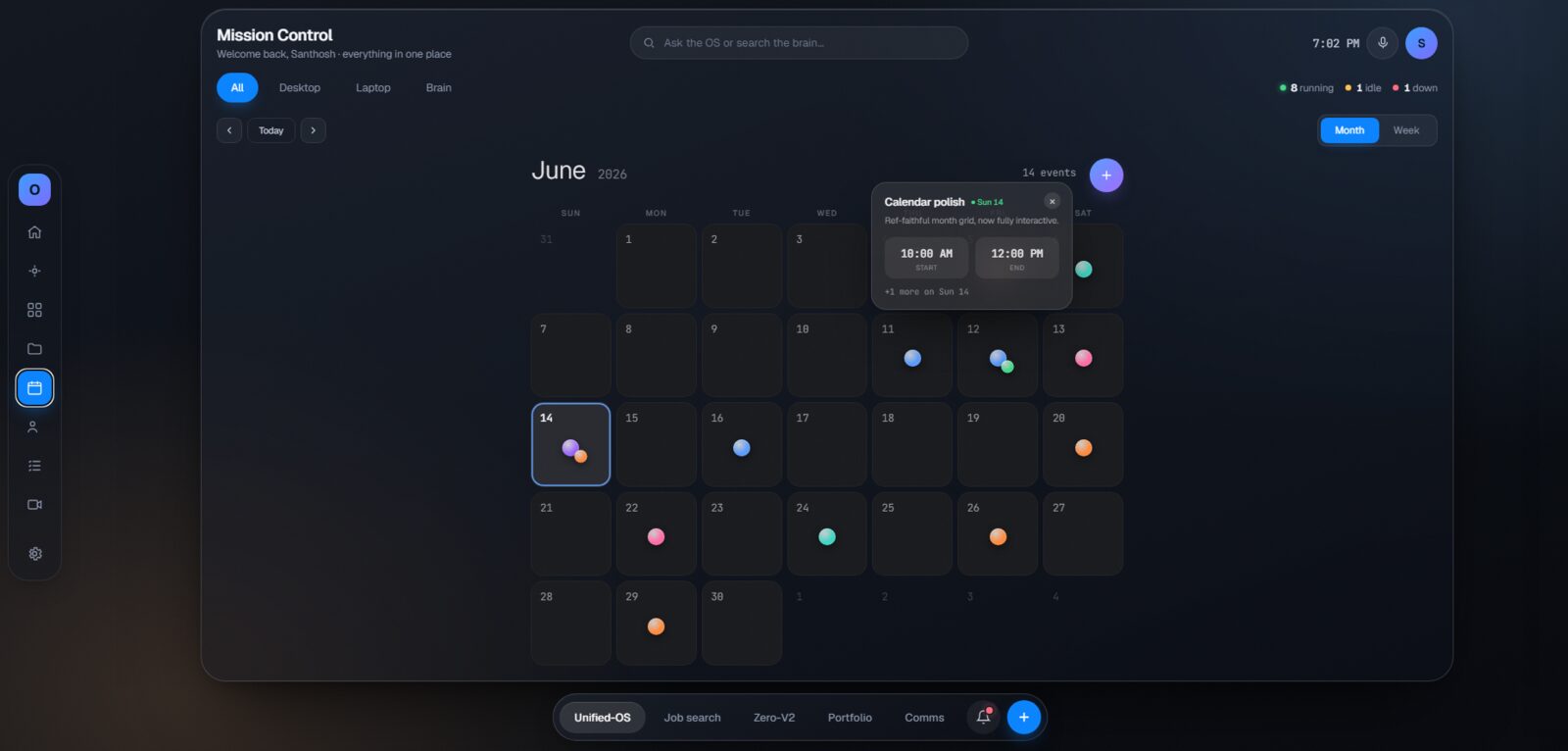 Unified-OS calendar view