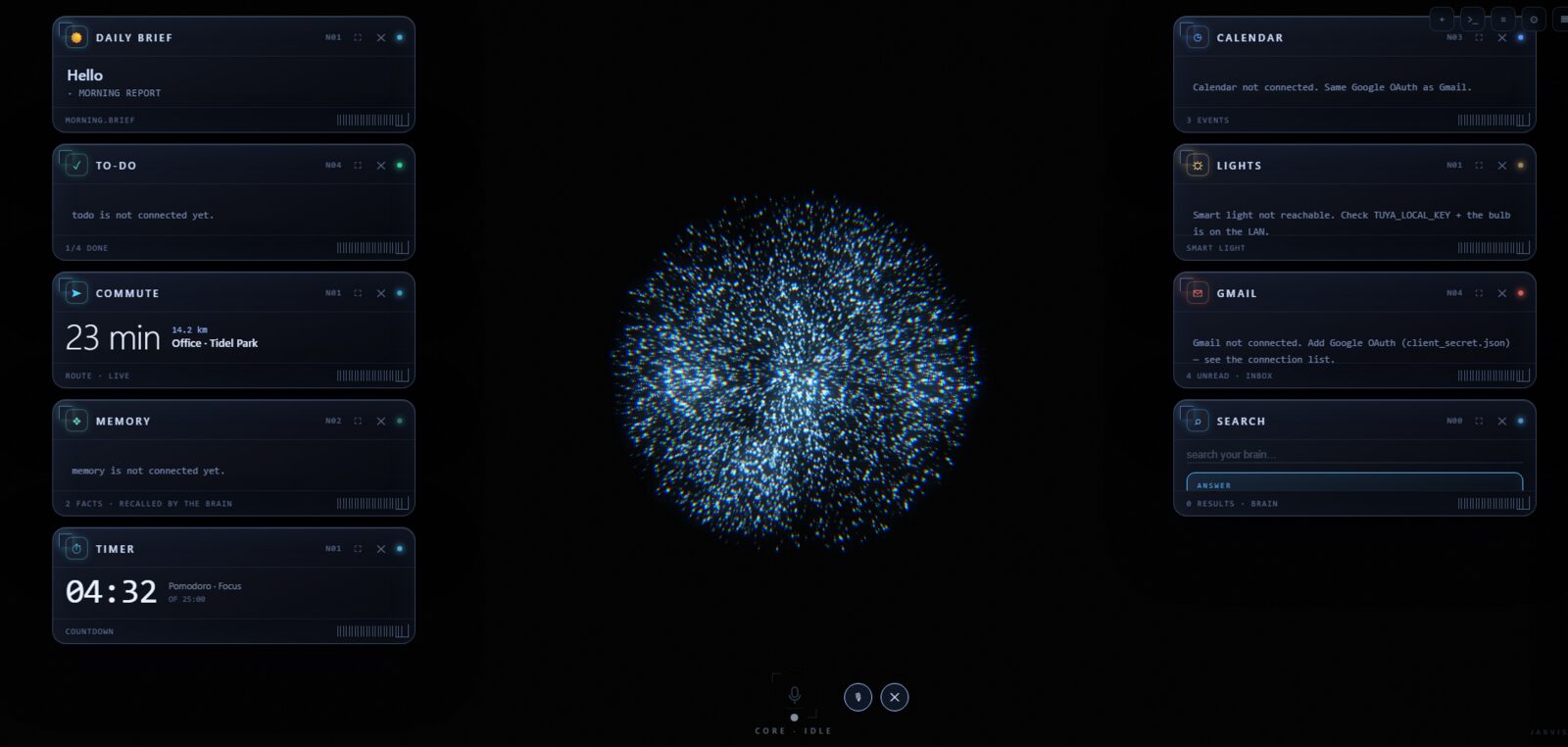 Zero-V2 JARVIS core dashboard